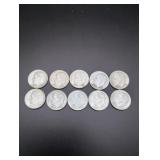 (10) 1958 Silver Roosevelt Dimes