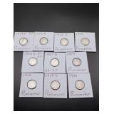 (10) Silver Roosevelt Dimes