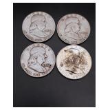 (4) 1958-D Franklin Half Dollars