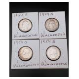 (4) 1954-S Washington Silver Quarters