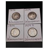 (4) Washington Silver Quarters