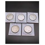 (5) Kennedy Half Dollars