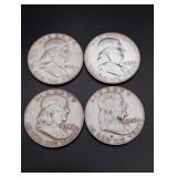 (4) 1958-D Franklin Half Dollars