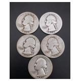 (5) Silver Washington Quarters