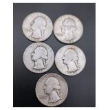 (5) Silver Washington Quarters