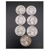 (7) Silver Washington Quarters