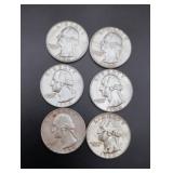 (6) Silver Washington Quarters