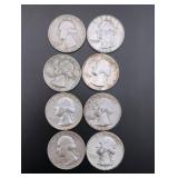 (8) Silver Washington Quarters