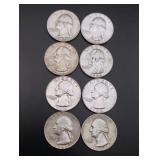 (8) Silver Washington Quarters