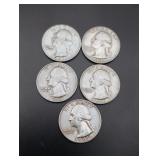 (5) Silver Washington Quarters