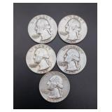 (5) Silver Washington Quarters