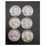 (6) Silver Washington Quarters