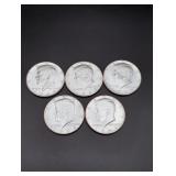 (5) 1964 Kennedy Half Dollars