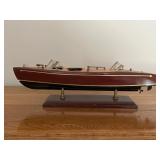 Wooden Model Speedboat on Stand