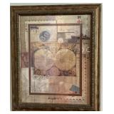 2pc Framed World Map Mixed Media Prints