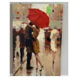 Romantic Umbrella Street Canvas Print