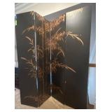 Folding Room Divider with Bamboo Motif