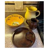 Yellow and Brown Pitchers with Bowl
