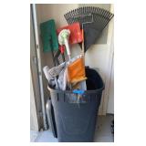 Tools, Folding Chair & Covered Trash Bin