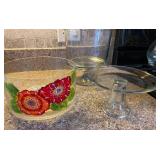 Glass Serving Pieces with Floral Design