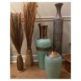 Decorative Vases with Grass Arrangements