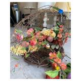 Floral Basket With Faux Flowers