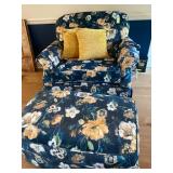 Floral Armchair and Ottoman Set