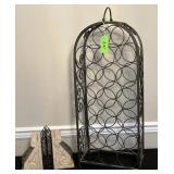 Metal Wine Rack and Leaf Bookends