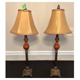 Bronze and Red Table Lamps
