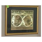 Framed Blaeu World Map Reproduction