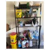 Black Metal Shelving Unit & Supplies