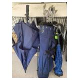 Golf Clubs, Bag, and Umbrellas Set