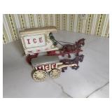 2 Cast Iron Horse Drawn Ice Cart Carriages