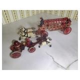 2 Cast Iron Horse Drawn Fire Rescue Carriages