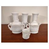 Westmoreland Milk Glass Swan & Cattails Dishes