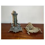 Metal Thermometer and Brass Inkwell