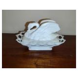 Westmoreland Milk Glass Swan Covered Dish