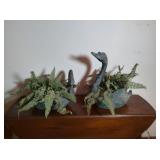 2 Metal Toyo Swan Planters