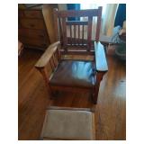 Antique Arts & Crafts Style Rocking Chair & Stool