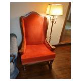 Armchair & Brass Floor Lamp