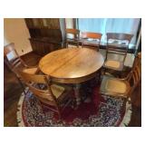 Oak Round Table and 6 Chairs