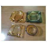 4 Vintage Glass Ashtrays