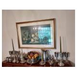 Collection of Pewter Items & Print