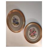2 Needlepoint Floral Framed Art Pieces