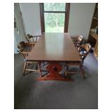 Tell City Trestle Table & 4 Armchairs