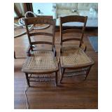 2 Antique Victorian Cane Bottom Chairs
