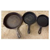 Three Cast Iron Skillets