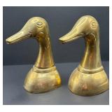 Brass Duck Head Bookends