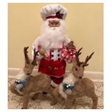 Santa and Reindeer Figurines