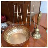 Brass Bell, Bowl, and Picture Holders